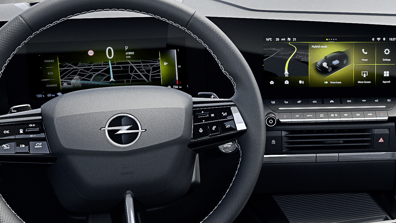Opel Astra Hybrid - Bezpečnost a asistenční systémy - Vylepšený head-up displej Opel Astra Hybrid