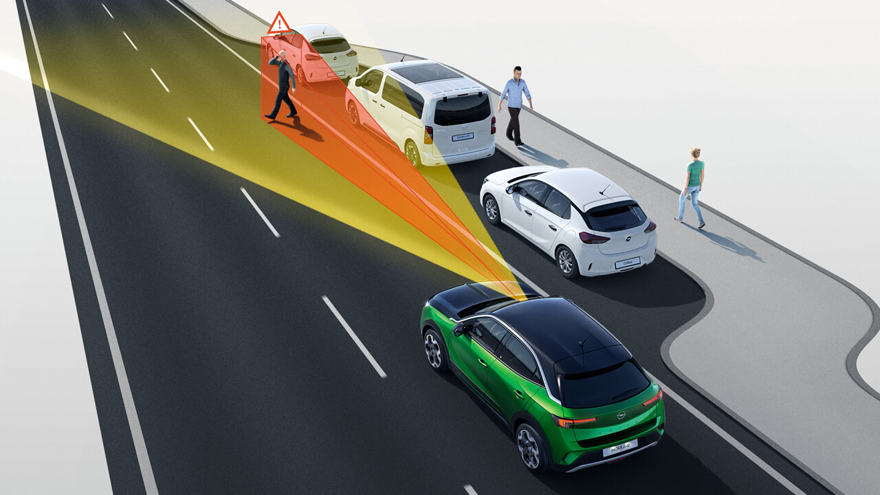 Opel Mokka-e - Bezpečnost - Automatické nouzové brzdění Opel Mokka-e